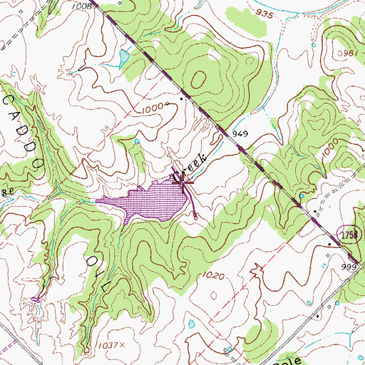 Topographic Map of Soil Conservation Service Site 2b Reservoir, TX