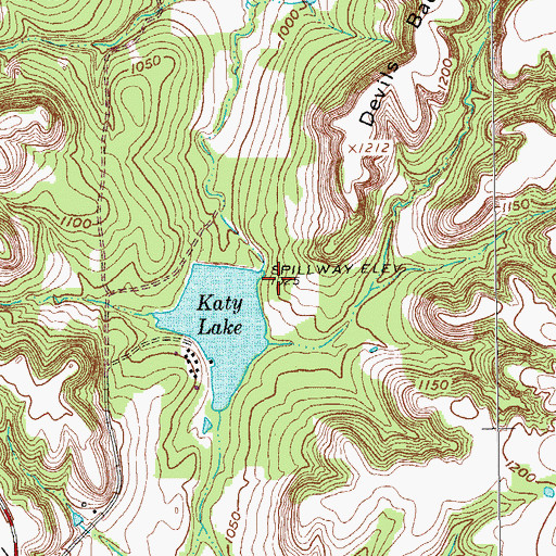 Topographic Map of Katy Lake Dam, TX