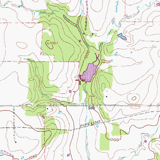 Topographic Map of Soil Conservation Service Site 5b Dam, TX