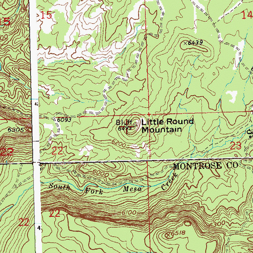 Topographic Map of Little Round Mountain, CO