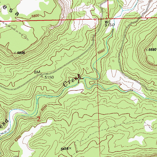 Topographic Map of South Fork Mesa Creek, CO