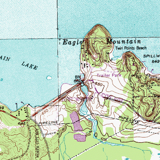 Topographic Map of Eagle Mountain Dam, TX