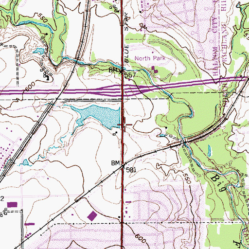Topographic Map of Knapp Lake Dam, TX
