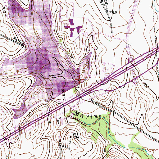 Topographic Map of Marine Creek Dam, TX
