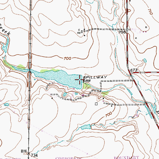 Topographic Map of Loughridge Lake Dam, TX