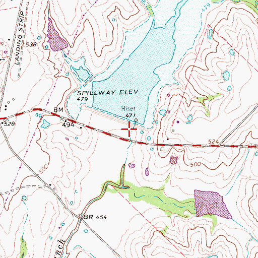 Topographic Map of Soil Conservation Service Site 6 Reservoir, TX