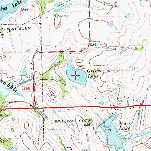 Topographic Map of Greenes Lake Dam, TX