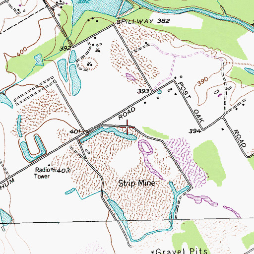 Topographic Map of Lancaster Club Lake Dam, TX
