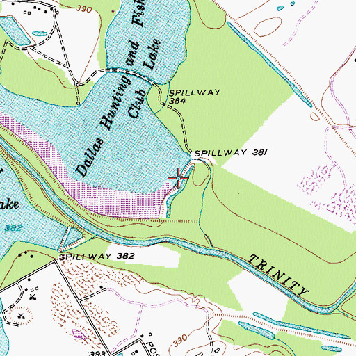 Topographic Map of Dallas Hunt and Fish Club Lower Lake Dam, TX