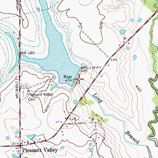 Topographic Map of Soil Conservation Service Site 10 Reservoir, TX