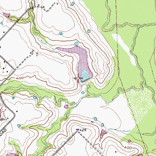 Topographic Map of Lawrence Lake Dam, TX
