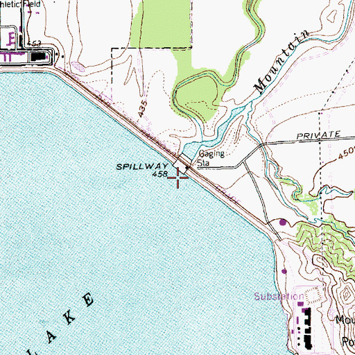 Topographic Map of Mountain Creek Dam, TX