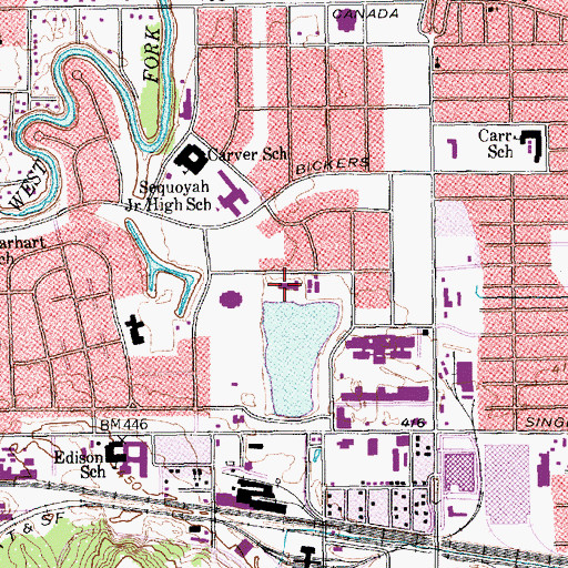 Topographic Map of West Dallas Housing Project Lake Dam, TX