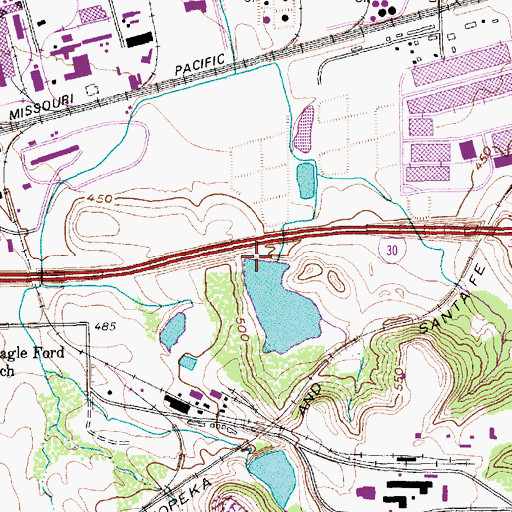 Topographic Map of Texaco Dam, TX