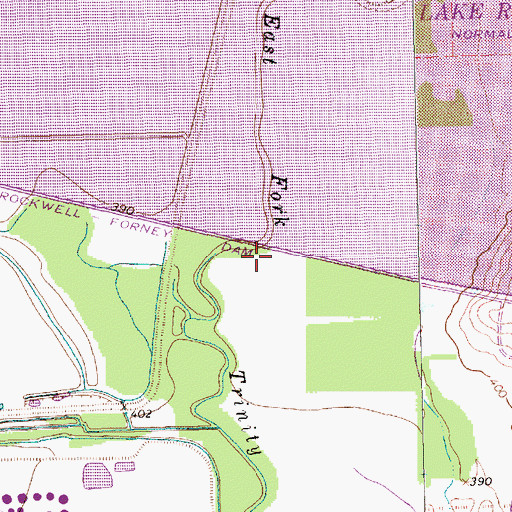 Topographic Map of Rockwall-Forney Dam, TX