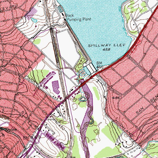 Topographic Map of White Rock Dam, TX