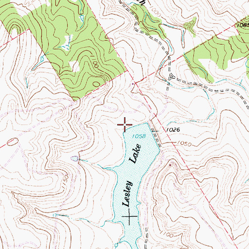 Topographic Map of Lesley Lake Dam, TX