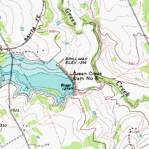 Topographic Map of Soil Conservation Service Site 8 Reservoir, TX