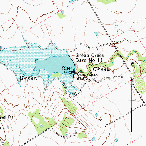 Topographic Map of Soil Conservation Service Site 11 Reservoir, TX