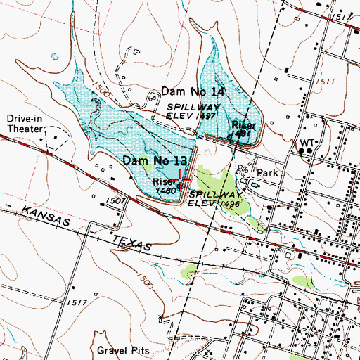 Topographic Map of Soil Conservation Service Site 13 Dam, TX