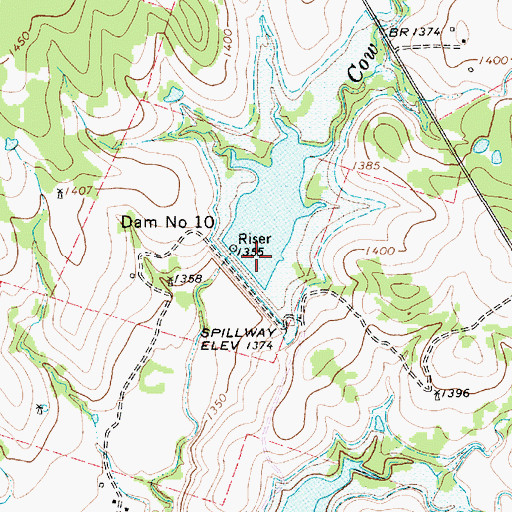 Topographic Map of Soil Conservation Service Site 10 Dam, TX