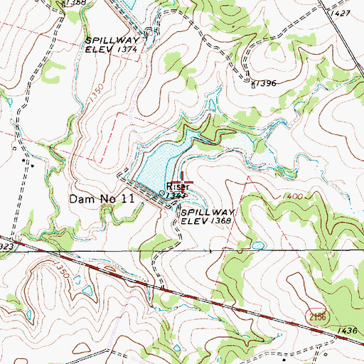 Topographic Map of Soil Conservation Service Site 11 Dam, TX