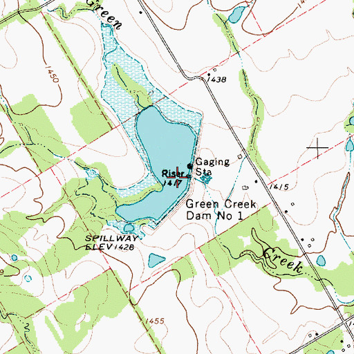 Topographic Map of Soil Conservation Service Site 1 Reservoir, TX