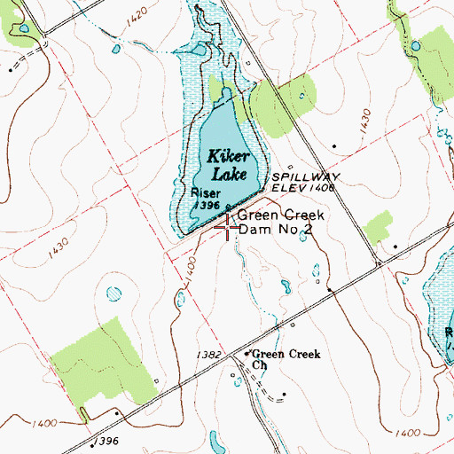 Topographic Map of Soil Conservation Service Site 2 Dam, TX