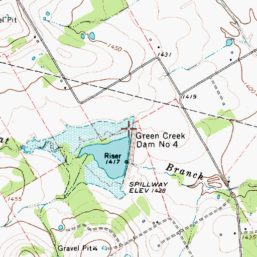 Topographic Map of Soil Conservation Service Site 4 Reservoir, TX