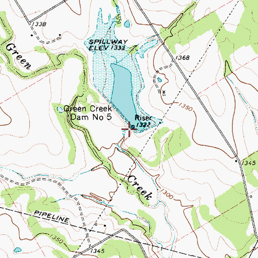 Topographic Map of Soil Conservation Service Site 5 Reservoir, TX