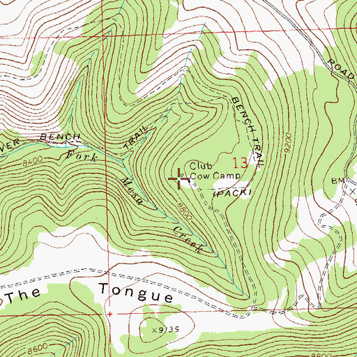 Topographic Map of Club Cow Camp, CO