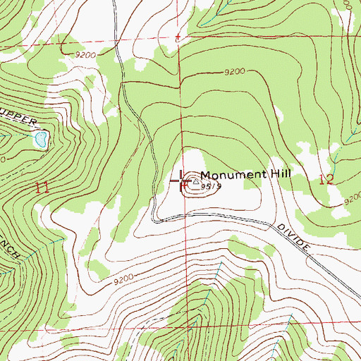 Topographic Map of Monument Hill, CO