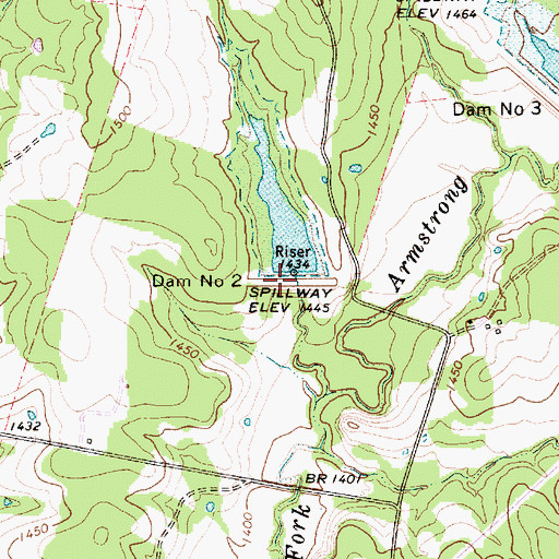 Topographic Map of Soil Conservation Service Site 3 Dam, TX