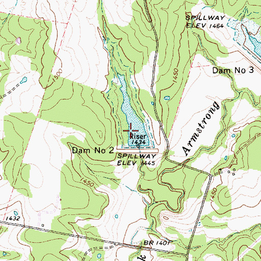 Topographic Map of Soil Conservation Service Site 3 Reservoir, TX