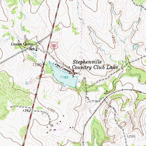 Topographic Map of Stephenville Country Club Lake Dam, TX