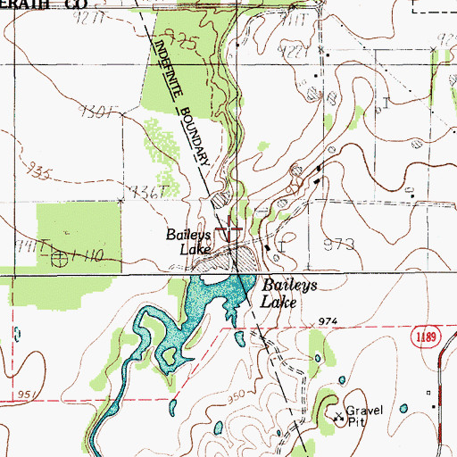 Topographic Map of Baileys Lake Dam, TX