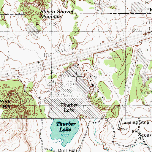 Topographic Map of Thurber Lake Dam, TX