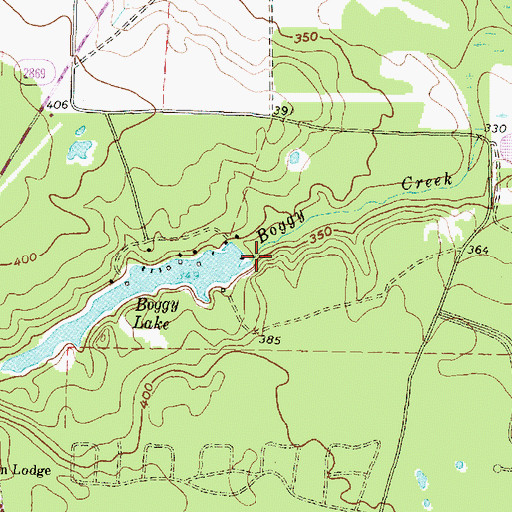 Topographic Map of Boggy Lake Dam, TX
