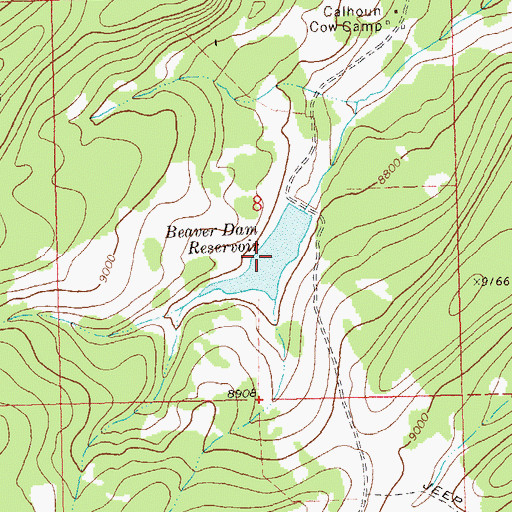 Topographic Map of Beaver Dam Reservoir, CO