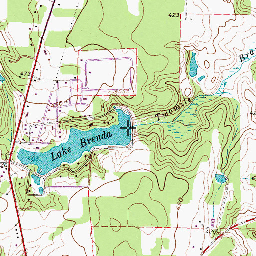 Topographic Map of Lake Brenda Dam, TX