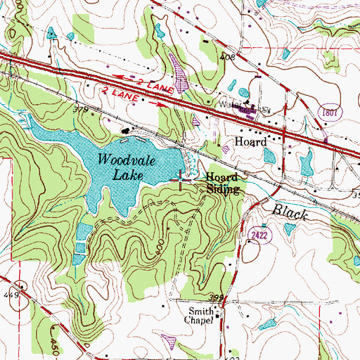 Topographic Map of Woodvale Dam, TX