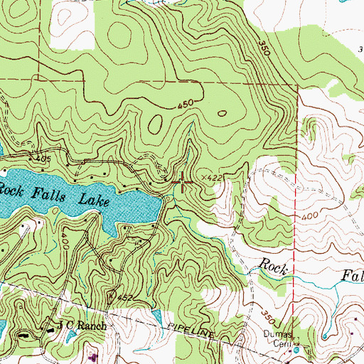Topographic Map of Rock Falls Dam, TX