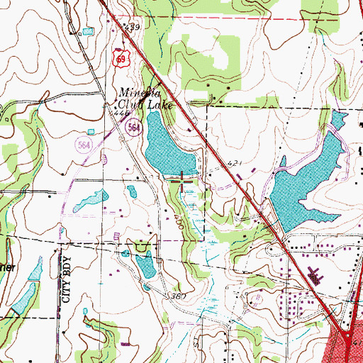 Topographic Map of Mineola Club Dam, TX