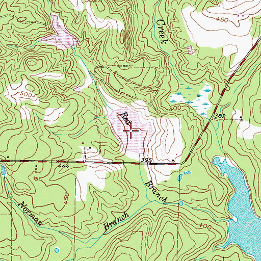 Topographic Map of Indian Mound Lake, TX