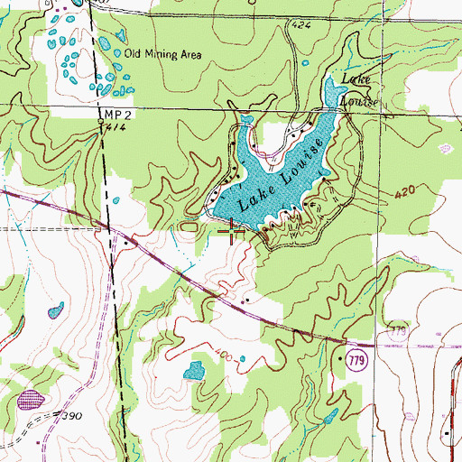 Topographic Map of Lake Louise Dam, TX