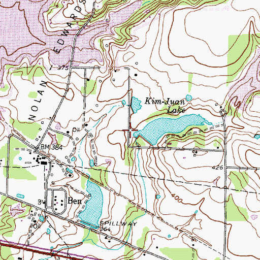Topographic Map of Kim Juan Lake Dam, TX