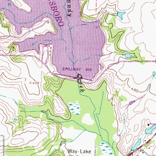 Topographic Map of Lake Winnsboro Dam, TX