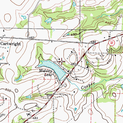 Topographic Map of Midway Lake Dam, TX