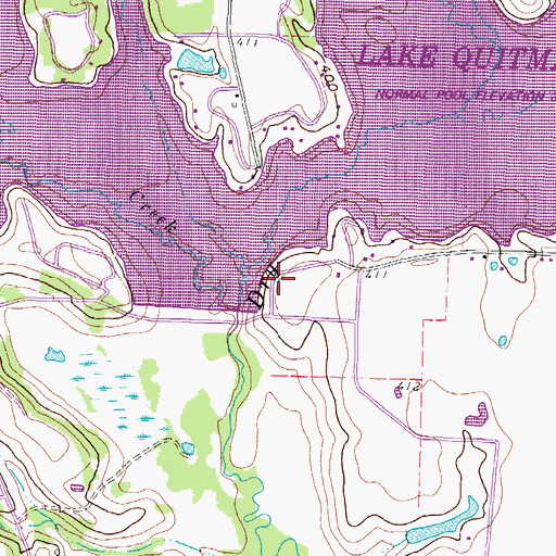 Topographic Map of Wood County Dam Number 1, TX