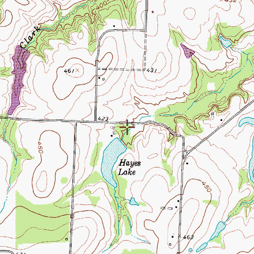 Topographic Map of Hayes Lake Dam, TX